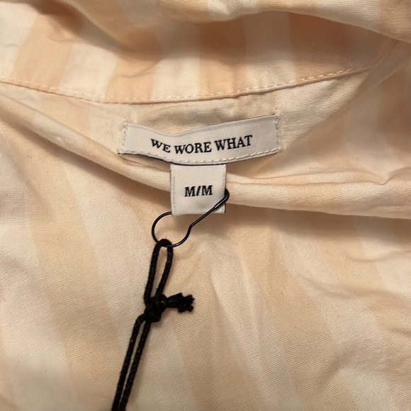 WeWoreWhat Puff Sleeve Bella Shirt Dress in Macro Stripe Shortbread - Picture 8 of 9